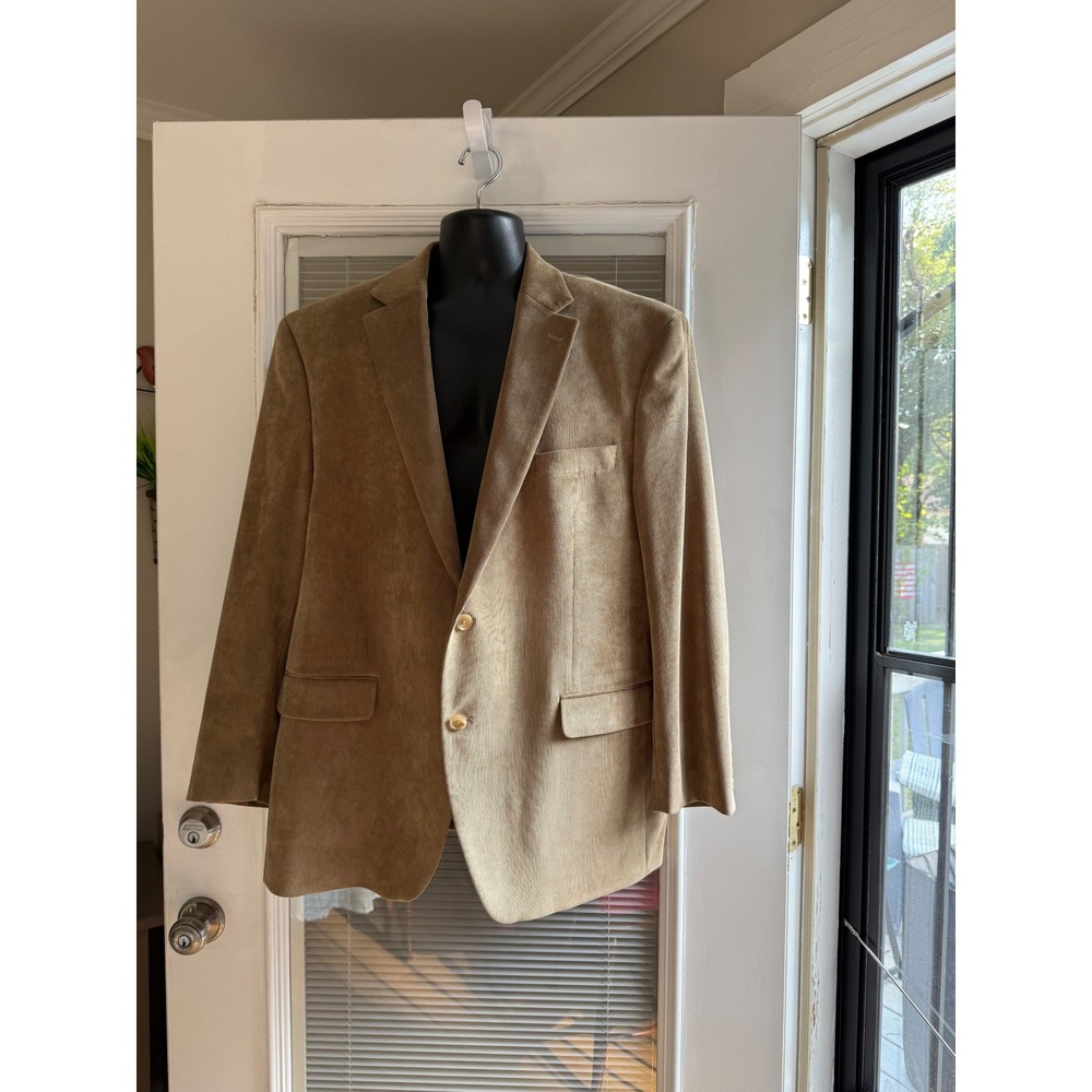 Lauren Ralph Lauren Corduroy Blazer Mens 46R Tan Good Paisley Lining Sport Coat